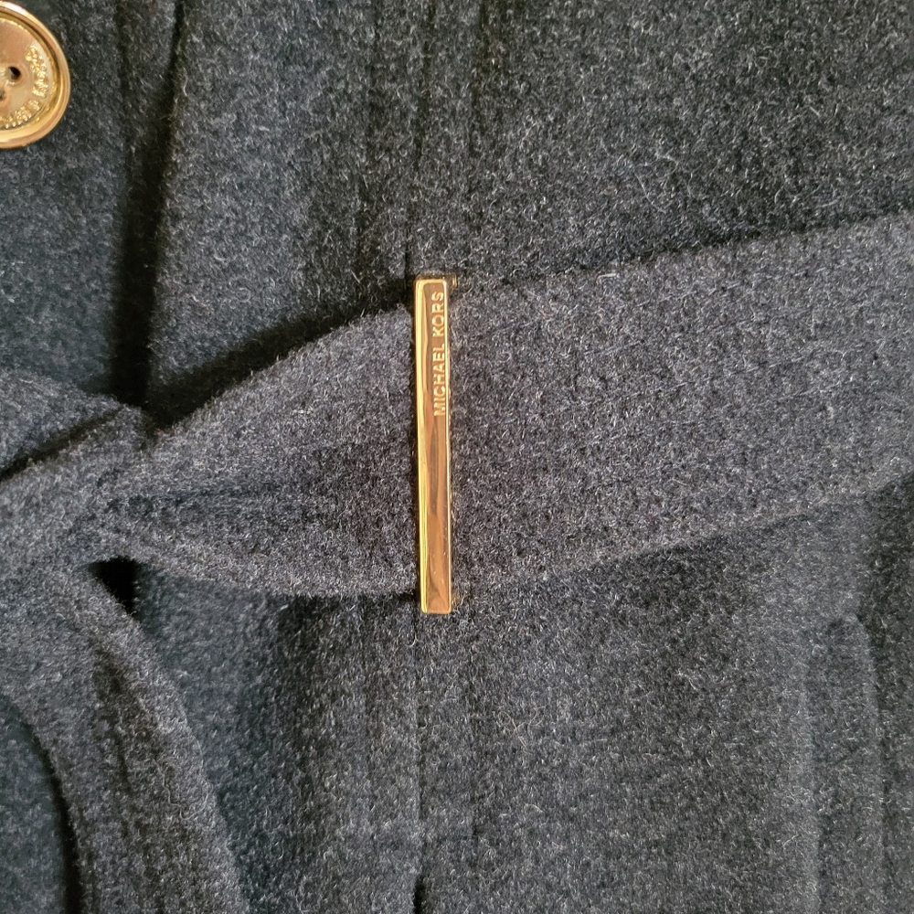 Michael Kors Womens Charcoal Gray Wool Blend Trench Coat Sz 16W - Picture 11 of 13